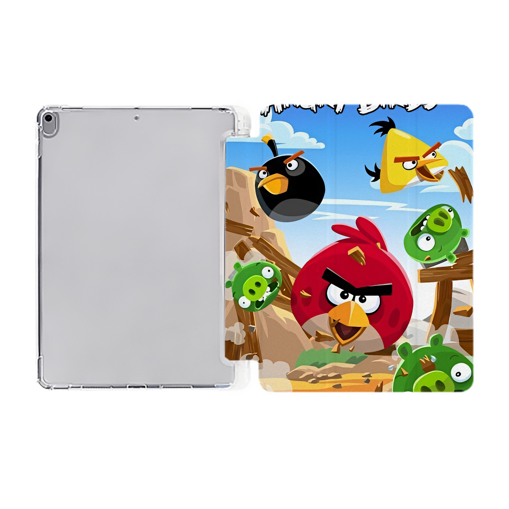 （画像用） Angry Birds アングリーバード IPad ケース ペン収納付き 三つ折りスタンド PUレザー×シリコン 対応機種9.5/10.5/10.9インチ